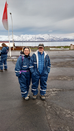Phil and Linda geared up for Whale Watching Arctic Sea Tours Dalvik Iceland 16-L6-_7132