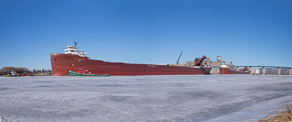 tug North Carolina and Lee A. Tregurtha Fraser Shipyards Superior Wisconsin Panorama 19--3-01819